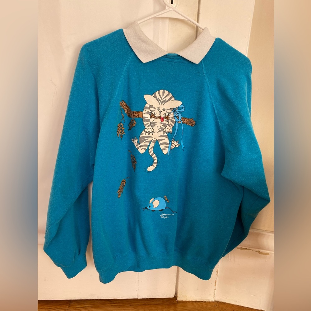 Picket and Post Vintage Unisex Blue Sweater XL